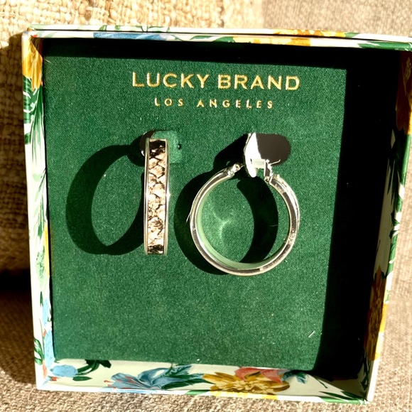 Lucky Brand 🎁Snakeskin Silver Hoops New in Box 🎁 Gift Ready - Picture 3 of 7
